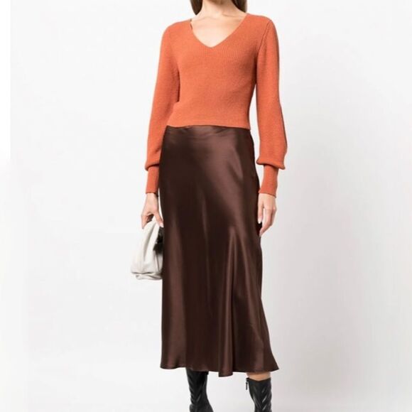 A.L.C. Kimby Ribbed Knit Sweater In Burnt Terracotta - Picture 2 of 11